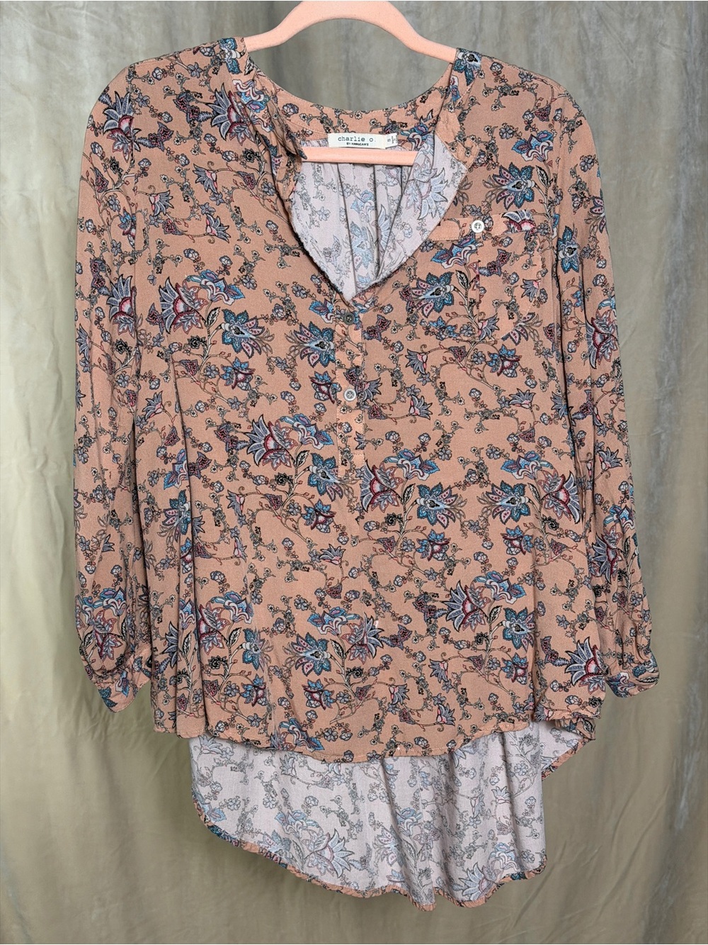 Peach Floral Tunic Blouse